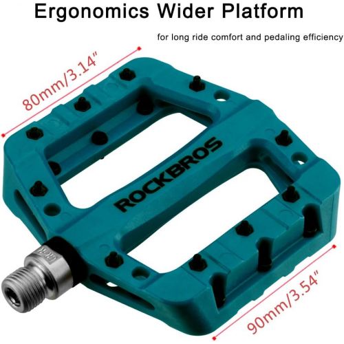  ROCKBROS MTB Pedals Mountain Bike Pedals Lightweight Nylon Fiber Bicycle Platform Pedals for BMX MTB 9/16