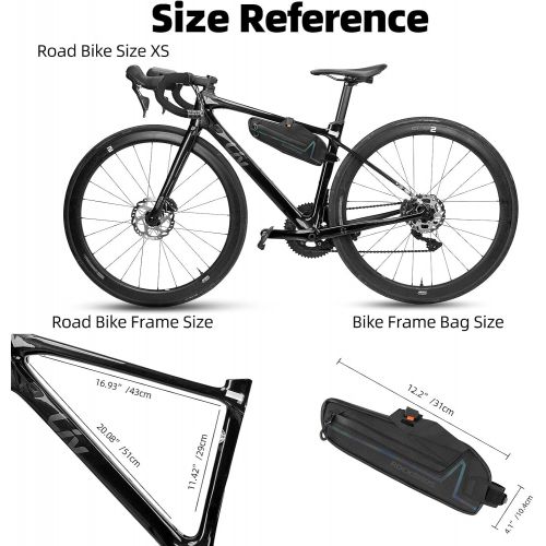  ROCKBROS Bike Frame Bag Bike Triangle Bag Water Resistant Bicycle Under Top Tube Bag Colorful Reflective 1.5L Large Capacity Bike Storage Bag for Mountain Road Bike Tools Accessori
