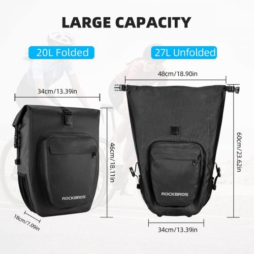 ROCKBROS Bike Pannier&Rack Trunk Waterproof Bag And Commute Cargo Grocery Bag With Shoulder Strap For Bicycles Rear Rack With Durable For Bike Cycling Bike Trunk Easy To Install Fo
