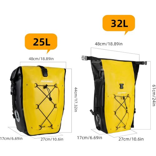  ROCKBROS Bike Panniers Waterproof Bike Rear Rack Bag Max 30L Large Capacity Bicycle Rack Trunk Panniers for Cycling Traveling Commuting