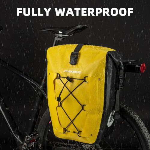  ROCKBROS Bike Panniers Waterproof Bike Rear Rack Bag Max 30L Large Capacity Bicycle Rack Trunk Panniers for Cycling Traveling Commuting