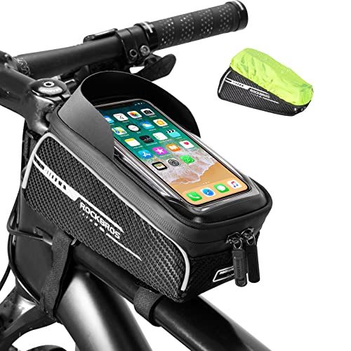  ROCKBROS Bike Phone Bag Front Frame Bicycle Bag Cycling Pouch Waterproof Top Tube Phone Holder Bag Cycling Accessories Storage Bag for iPhone 11 XS Max XR 8 7 Plus Below 6.5’’