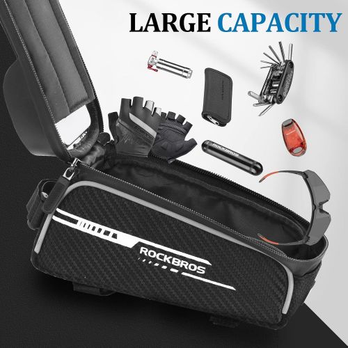  ROCKBROS Bike Phone Bag Front Frame Bicycle Bag Cycling Pouch Waterproof Top Tube Phone Holder Bag Cycling Accessories Storage Bag for iPhone 11 XS Max XR 8 7 Plus Below 6.5’’