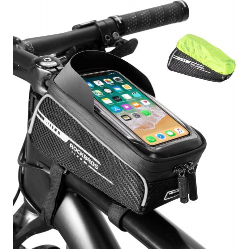  ROCKBROS Bike Phone Bag Front Frame Bicycle Bag Cycling Pouch Waterproof Top Tube Phone Holder Bag Cycling Accessories Storage Bag for iPhone 11 XS Max XR 8 7 Plus Below 6.5’’