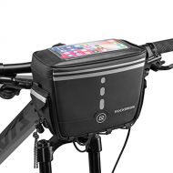 ROCKBROS Bike Handlebar Bag, Bicycle Front Storage Bags Bike Phone Mount Pouch Bag with Removable Shoulder Strap for Road Mountain Commute Bike