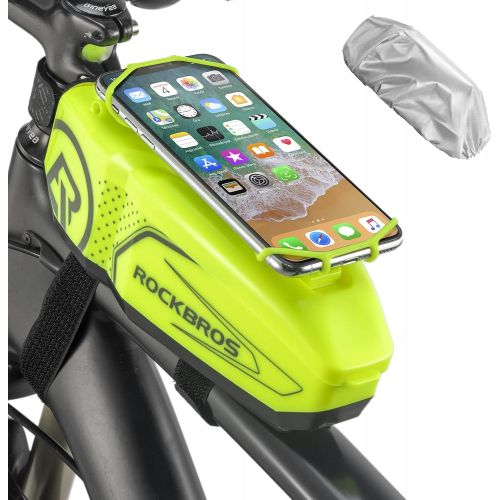  ROCKBROS Top Tube Bike Bag Front Frame Phone Bag with Cell Phone Mount Holder Hard Case Bicycle Handlebar Bag PC Cycling Pouch Compatible with Android/iPhone Below 6.5