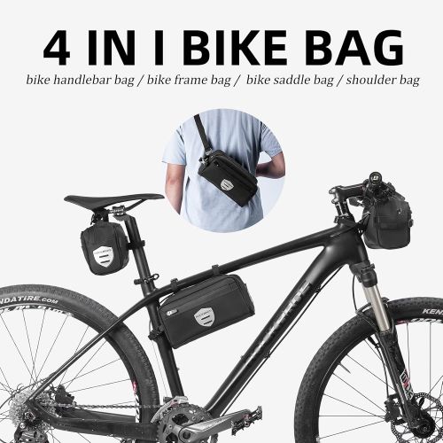  ROCKBROS Bike Handlebar Bag Front Frame Bag Cycling Pouch Bicycle Top Tube Bag Storage Bag with Removable Shoulder Strap for Adults Road MTB Outdoor