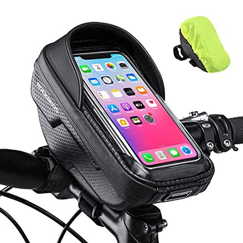  ROCKBROS Bike Phone Mount Bag Bike Front Frame Handlebar Bag Waterproof Bike Phone Holder Case Bicycle Accessories Pouch Sensitive Touch Screen Compatible with iPhone 11 XS Max XR