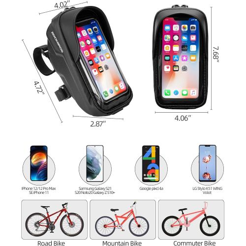  ROCKBROS Bike Phone Mount Bag Bike Front Frame Handlebar Bag Waterproof Bike Phone Holder Case Bicycle Accessories Pouch Sensitive Touch Screen Compatible with iPhone 11 XS Max XR