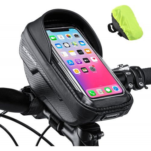  ROCKBROS Bike Phone Mount Bag Bike Front Frame Handlebar Bag Waterproof Bike Phone Holder Case Bicycle Accessories Pouch Sensitive Touch Screen Compatible with iPhone 11 XS Max XR