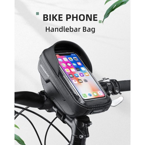  ROCKBROS Bike Phone Mount Bag Bike Front Frame Handlebar Bag Waterproof Bike Phone Holder Case Bicycle Accessories Pouch Sensitive Touch Screen Compatible with iPhone 11 XS Max XR