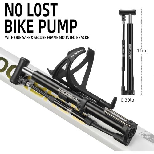  ROCKBROS Portable Bike Pump with Gauge, 120 PSI - Air Pump for Bike Tire Presta & Schrader Valve, Bicycle Pump with Pressure Gauge (Free Glueless Puncture Repair Kit)