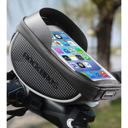  ROCKBROS Bike Phone Mount Bag Bike Front Frame Handlebar Bag Waterproof Bike Phone Holder Case Bicycle Accessories Pouch Sensitive Touch Screen Compatible with iPhone 11 XS Max XR