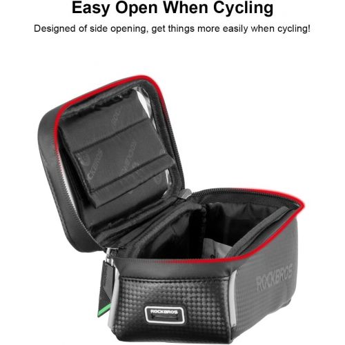  ROCKBROS Bike Phone Bag Bike Pouch Top Tube Bag Bicycle Front Frame Bag Waterproof Bike Accessories Bag Phone Holder Compatible with iPhone Xs Max 11 Pro Plus, Samsung S10