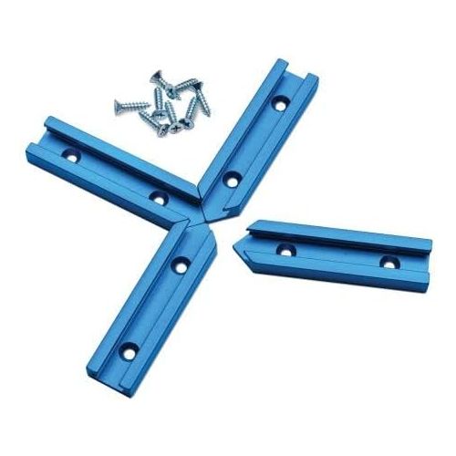  Rockler T Track Intersection Kit - 4 Pieces of 3” Table Saw T Track Intersection Kit - Aluminum Track Cut at 900 - Slide Your Jig, Fixtures in All Directions - T Tracks Woodworking w/ 5/8” Screws