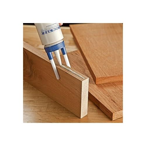  Rockler Wood Glue Applicator Set - Wood Working Glue Bottle (8oz) w/Glue Spout & Red Cap, Glue Line Centering Attachment, Silicone Glue Brush, & More - Easy to Clean Bottle with Brush Applicator