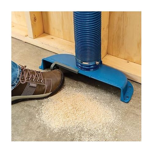  Floor Sweep w/Blast Gate - Dust Collectors for Woodworking Captures any Dust, & Debris - Easily Open Foot-Activated Dust Gate - Wall Mounted Dust Collector Accessories w/Pre-Drilled Mounting Holes