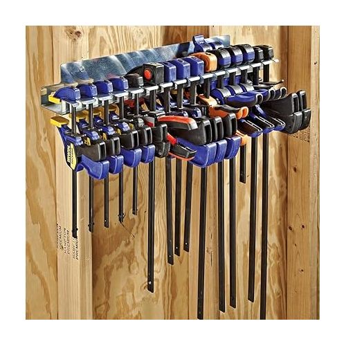  Quick-Release Bar Clamp Rack - Tool Storage Rack Holds 15 Bar Clamps - Sturdy Galvanized Steel Bar Clamp Rack - 24-3/8