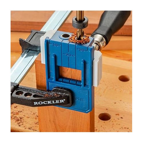  Rockler ¼” Doweling Jig Kit w/Bit & Stop Collar - Durable Glass-Reinforced Nylon Drill Guide - Easy Alignment & Repeatability Dowel Jig - Hang Hole Woodworking Tools for Convenient Storage