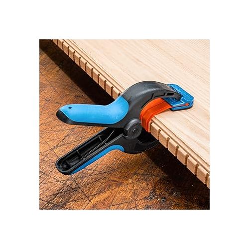  Medium Spring Clamps (Pair) - Easy Squeeze Bandy Clamps Woodworking for Thinner Stock, & Delicate Moldings - One-Handed Operation Medium Clamps - Easy to Grip Nylon Hand Clamps w/Fiberglass