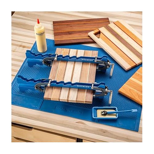  Mini Deluxe Panel Clamps (2-Pack) - Powerful Four-Way Pressure Cabinet Clamps - Sawtooth Pattern Mini Clamp Set w/Clamp Rails, Storage Rack & More - Great for Small Panel, Cutting Boards