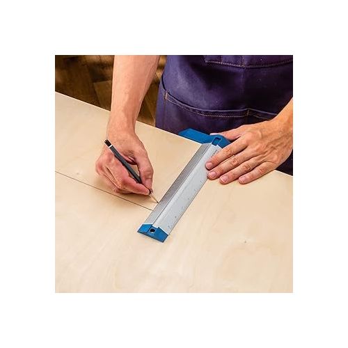  9” Quick Draw Marking Gauge -Single-Handed Measuring and Marking Tools w/Spring-Loaded Scale, Dovetail Keyway - Aluminum Ruler to Mark Mortises & Grooves - Multi-Purpose Slide Ruler - Carpentry Tools