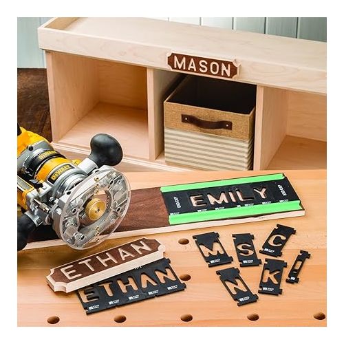  Rockler Router Letter Template Set (1-1/2”H - 99 Pieces) - State Park Font Letter Router Template - Interlocking Sign Making Templates w/Letters, Numbers, & More - Interlock Signmaker's Templates