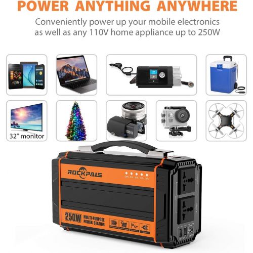  [아마존 핫딜]  [아마존핫딜]ROCKPALS Rockpals 250-Watt Portable Generator Rechargeable Lithium Battery Pack Solar Generator with 110V AC Outlet, 12V Car, USB Output Off-grid Power Supply for CPAP Backup Camping Emerge