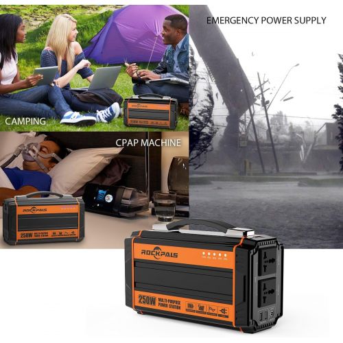  [아마존 핫딜]  [아마존핫딜]ROCKPALS Rockpals 250-Watt Portable Generator Rechargeable Lithium Battery Pack Solar Generator with 110V AC Outlet, 12V Car, USB Output Off-grid Power Supply for CPAP Backup Camping Emerge