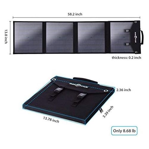  [아마존핫딜][아마존 핫딜] ROCKPALS Foldable 60W Solar Panel Charger for Suaoki/Jackery Explorer 240 / Webetop/Goal Zero Yeti/Paxcess Portable Power Station Generator and USB Devices, QC3.0 USB Ports