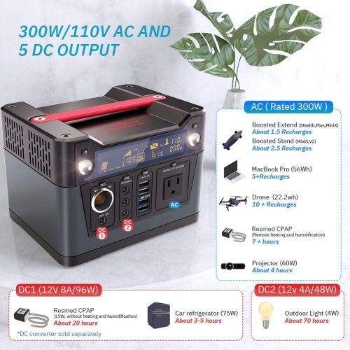  [아마존핫딜][아마존 핫딜] ROCKPALS 300W Portable Generator Lithium Portable Power Station, 280Wh CPAP Backup Battery Pack UPS Power Supply 110V AC Outlet, QC3.0 USB, 12V/24V DC, LED Flashlight for Camping,