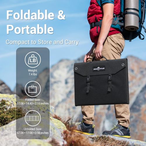  [무료배송] 휴대용 접이식 태양열 전기 충전패널 Rockpals SP003 100W Foldable Solar Panel Charger for Suaoki Portable Generator / 8mm Goal Zero Yeti Power Station/Jackery Explorer 240, Webetop Battery Pack/USB Devices, with 3 USB Ports