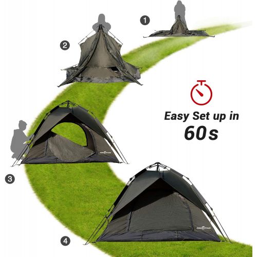  ROCKPALS Pop Up Tent Family Camping Tents Light Weight Portable Instant Set-up Tent Portable Automatic Tent Waterproof and Windproof with Rainfly for Camping Hiking Mountaineering