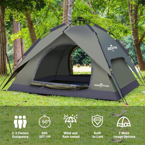  ROCKPALS Pop Up Tent Family Camping Tents Light Weight Portable Instant Set-up Tent Portable Automatic Tent Waterproof and Windproof with Rainfly for Camping Hiking Mountaineering