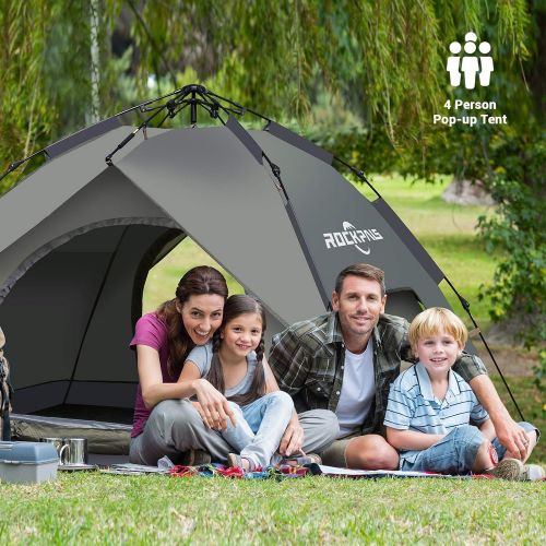  ROCKPALS Pop Up Tent Family Camping Tents Light Weight Portable Instant Set-up Tent Portable Automatic Tent Waterproof and Windproof with Rainfly for Camping Hiking Mountaineering