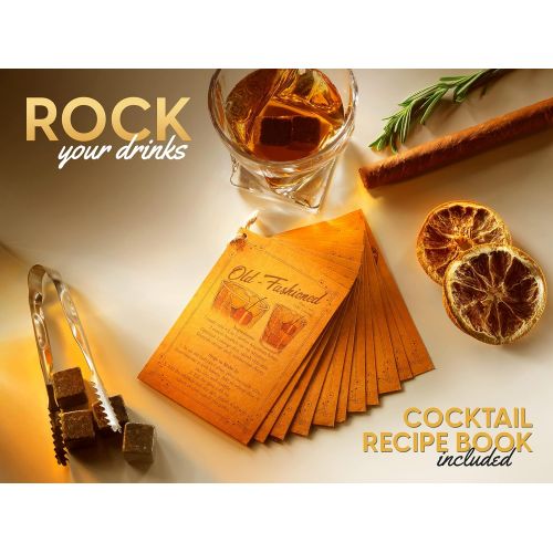  [아마존베스트]ROCKSLY Whiskey Stones Gift Set with Stand | 13-Piece Handcrafted Whiskey Glass Set Granit Whiskey Rocks for Perfect Drink | Whiskey Gift Set & Whiskey Kit | Best Whisky Stones Glass Set f