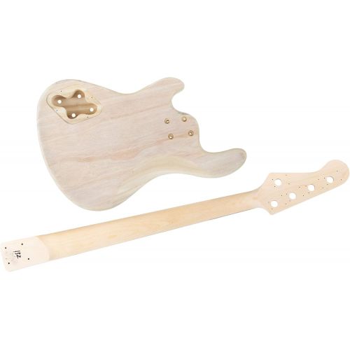  [아마존베스트]Rocktile DIY JBH5 Electric Bass Kit - Do-it-Yourself 5-String Construction Kit JB-Style - Body: Paulownia - Neck: Screwed Maple - Fingerboard: Blackwood