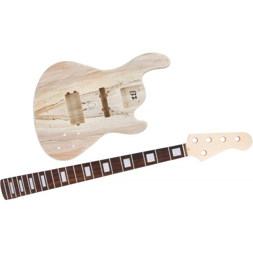  [아마존베스트]Rocktile DIY JBH5 Electric Bass Kit - Do-it-Yourself 5-String Construction Kit JB-Style - Body: Paulownia - Neck: Screwed Maple - Fingerboard: Blackwood