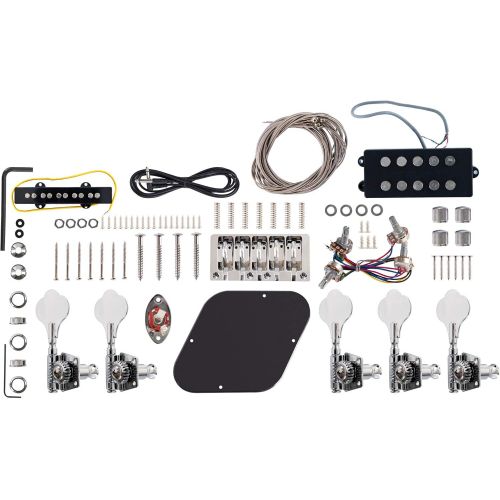  [아마존베스트]Rocktile DIY JBH5 Electric Bass Kit - Do-it-Yourself 5-String Construction Kit JB-Style - Body: Paulownia - Neck: Screwed Maple - Fingerboard: Blackwood