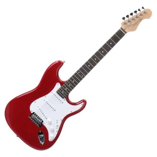  [아마존베스트]Rocktile Sphere Classic Red Electric Guitar (white pickguard, 3x single coil pickups, 21 frets, rosewood fingerboard, tremolo bridge, including 2.5m guitar cable, tremolo lever and