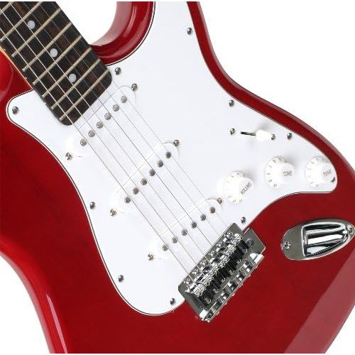  [아마존베스트]Rocktile Sphere Classic Red Electric Guitar (white pickguard, 3x single coil pickups, 21 frets, rosewood fingerboard, tremolo bridge, including 2.5m guitar cable, tremolo lever and