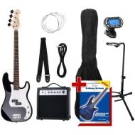 [아마존베스트]Rocktile Groovers Pack PB E-Bass Set III Black + Clip Tuner + Guitar Stand