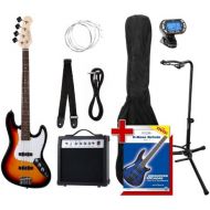 [아마존베스트]Rocktile Groovers Pack JB E-Bass Set III Sunburst + Clip Tuner + Guitar Stand