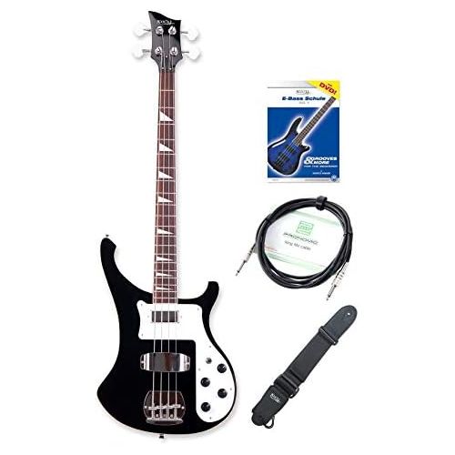  [아마존베스트]Rocktile Pro Blackbird RB-400B Electric Bass Set Longscale Electric Bass 2 Pickups with Separate Volume and Tone Control Including Guitar Strap, Cable and Electric Bass School Blac