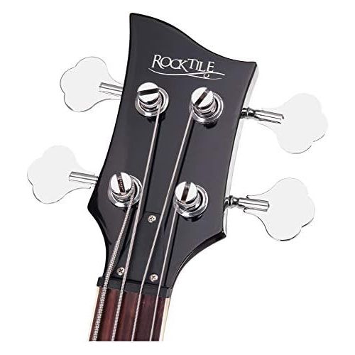  [아마존베스트]Rocktile Pro Blackbird RB-400B Electric Bass Set Longscale Electric Bass 2 Pickups with Separate Volume and Tone Control Including Guitar Strap, Cable and Electric Bass School Blac