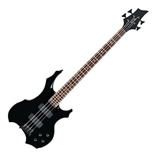  [아마존베스트]Rocktile Pro BB104-B BattleBone Electric Bass Set Heavy Design with 2 Pickups and 2 Tone Controls Including Guitar Strap, Cable and Electric Bass School Black