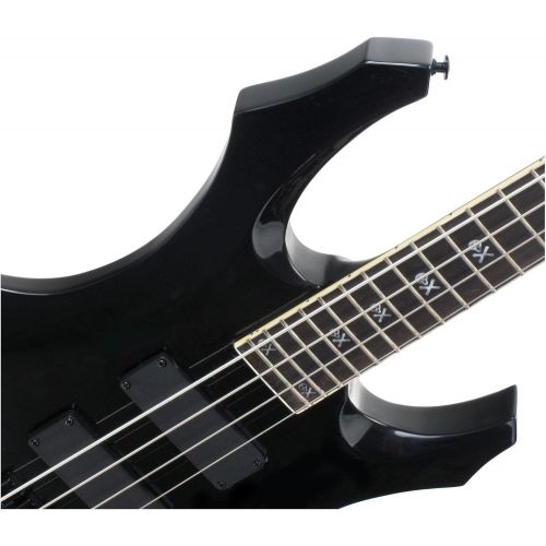  [아마존베스트]Rocktile Pro BB104-B BattleBone Electric Bass Set Heavy Design with 2 Pickups and 2 Tone Controls Including Guitar Strap, Cable and Electric Bass School Black