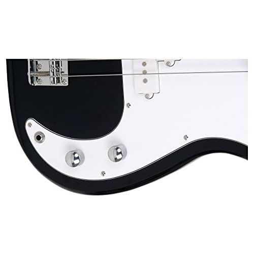  [아마존베스트]Rocktile Puncher Electric Bass Guitar Set Preci-Style Electric Bass Chrome Hardware 22 Frets with Bass Amplifier Black