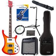 [아마존베스트]Rocktile Pro RB-400R Redneck Electric Bass Super Set 4-String Longscale Electric Bass Including Amp, Gigbag, Tuner, Strap, Stand, Cable and School Sunburst