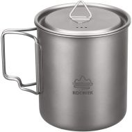 ROCREEK Titanium 750ml Pot with Lid Portable Mug for Backpacking Camping Open Fire